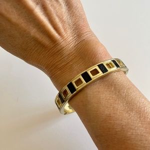 Banana Republic Gold Plated Modern Bracelet Bangle Black